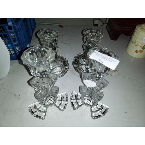 304 - 2 Pairs Of Cut Glass Crystal Candlesticks