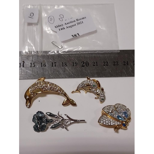 383 - Job Lot Of Brooches, Dolphins, Butterfly Etc