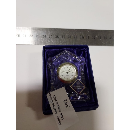 392 - Edinburgh Crystal Miniature Clock