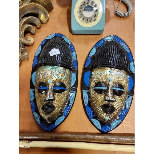 445 - 2 Jewel Embossed African Masks