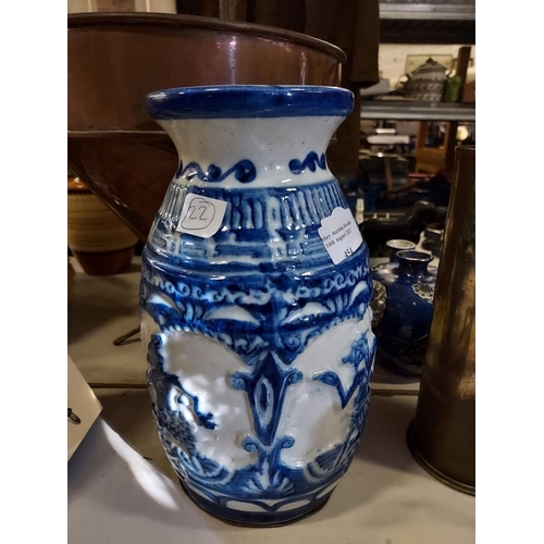 454 - Blue & White China Studio Vase