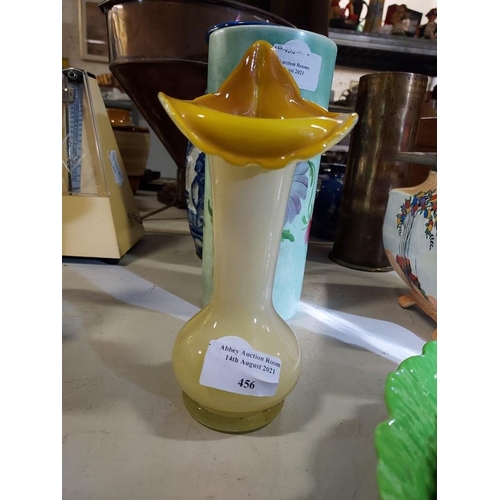 456 - Murano Yellow Glass Jack In The Pulpit Vase