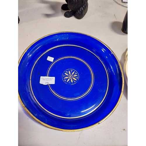 470 - Bristol Blue Glass Bowl (Flea Bite Chip To Rim)