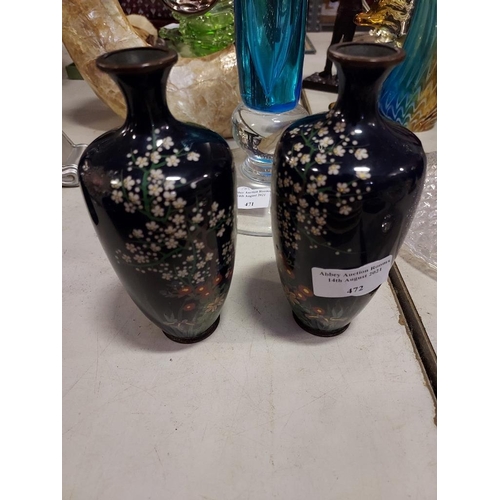 472 - Pair Of Small Cloisonne Vase (Both A/F)