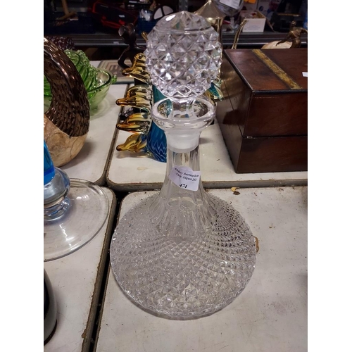 474 - Cut Glass Ships Decanter