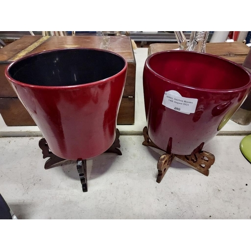 480 - 2 German Flower Pots On Stands