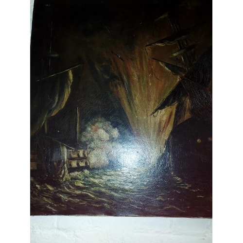 126 - Oil On Canvas Of A Galleon