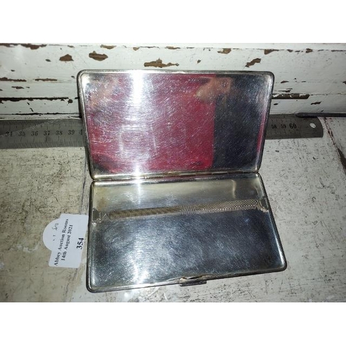 354 - Silver Plated Cigarette Case Engine Turned