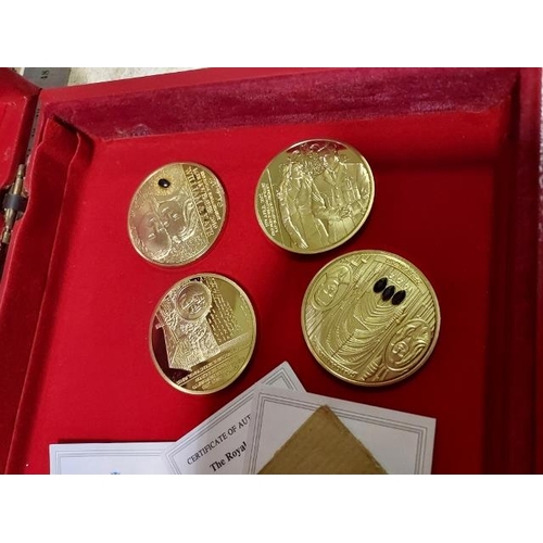 369 - Boxed Set Of 4 Prince William & Kate Gold Coloured Proof Coins