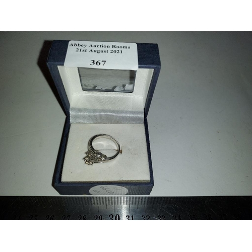 367 - Solid Silver Clear Stone Ring