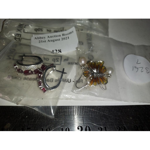 428 - 2 Pairs Of Silver Earrings