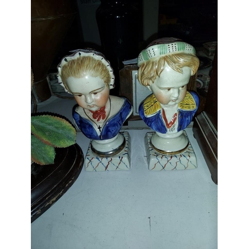 456 - 2 Staffordshire Boy And Girl Busts