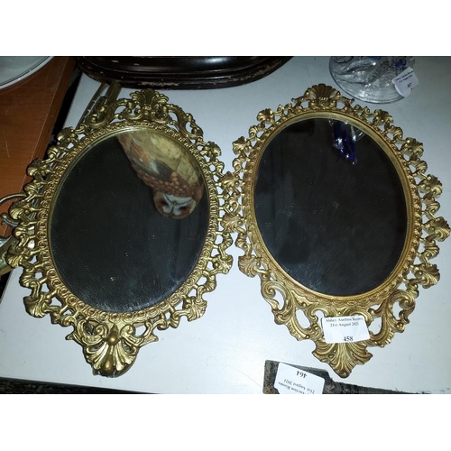 458 - Pair Of Gilt Framed Small Oval Mirrors