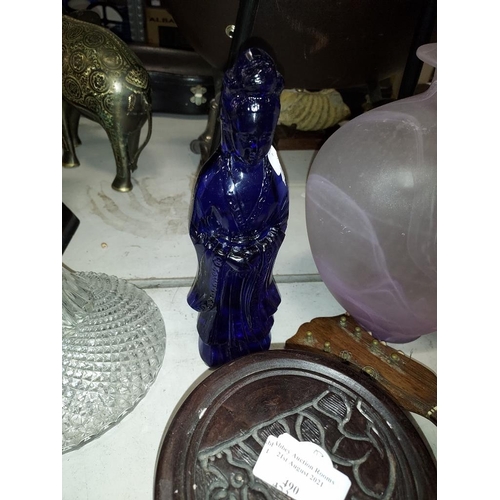 489 - Solid Blue Glass Indian Goddess