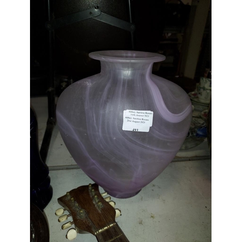 493 - Lilac Heart Shaped Art Glass Vase