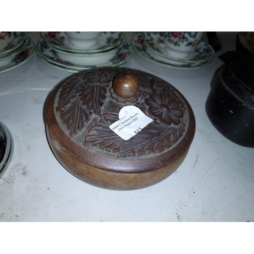 513 - Wooden Carved Lidded Box