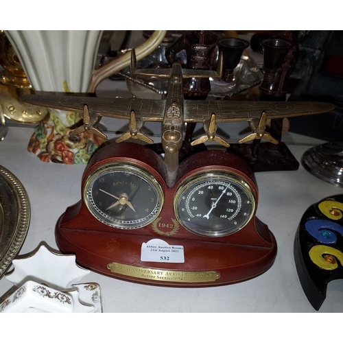 532 - Bradford Exchange 70Th Anniversary Lancaster Bomber Clock Barometer