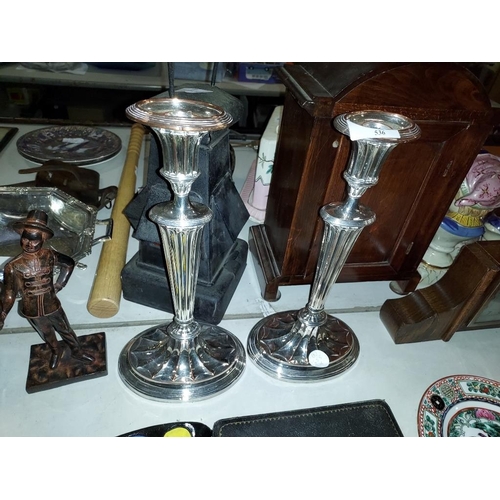 536 - Pair Of Silver Plated Candlesticks