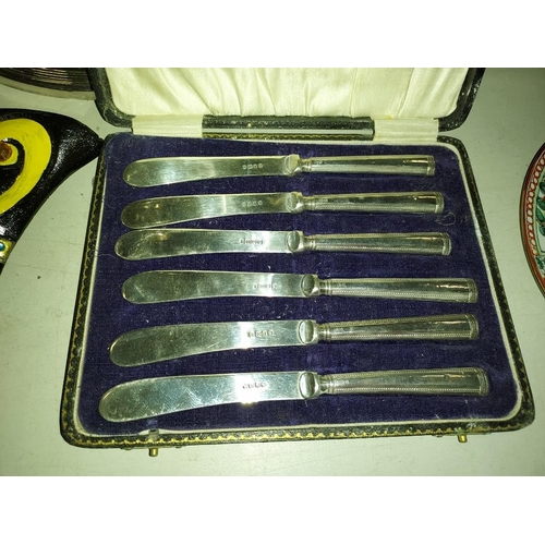 537 - Set Of Silver Handled Butter Knives In Case