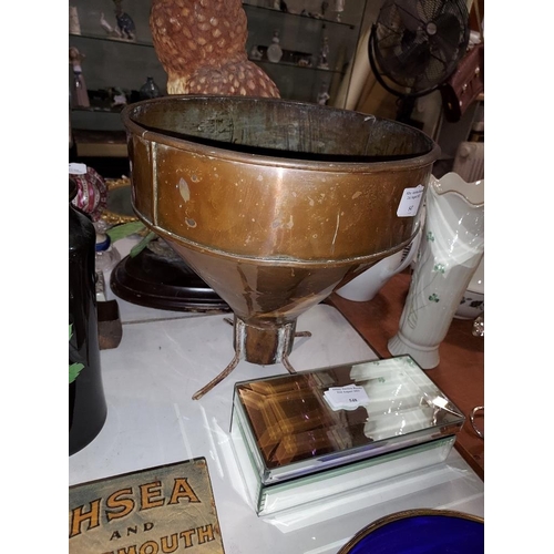 547 - Large Antique Copper Funnel