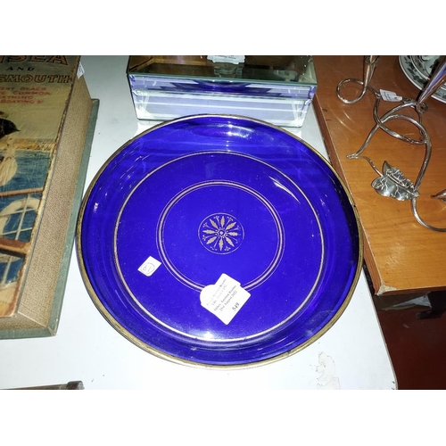 549 - Bristol Blue Glass Bowl (Flea Bite Chip To Rim)