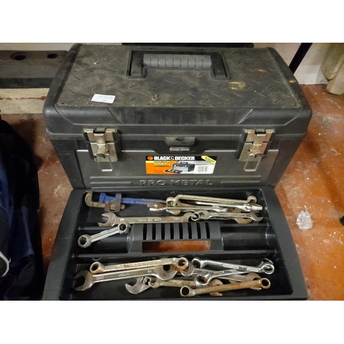 707 - Black And Decker Tool Box With Spanners