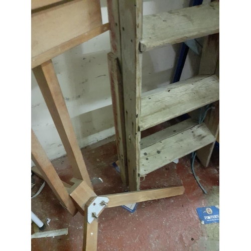 32 - Set Of Wooden Step Ladders Repair To Side Display Only