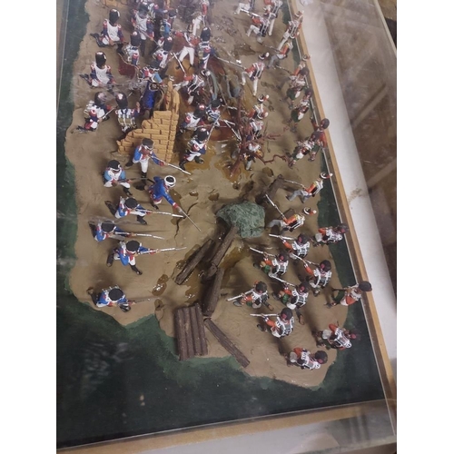 163 - Cased Military Scene Diorama Of Waterloo