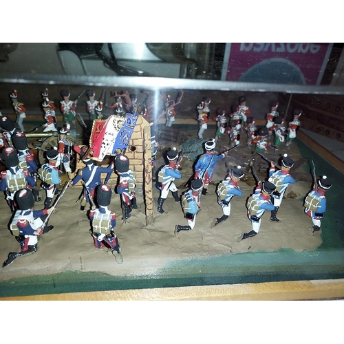 163 - Cased Military Scene Diorama Of Waterloo