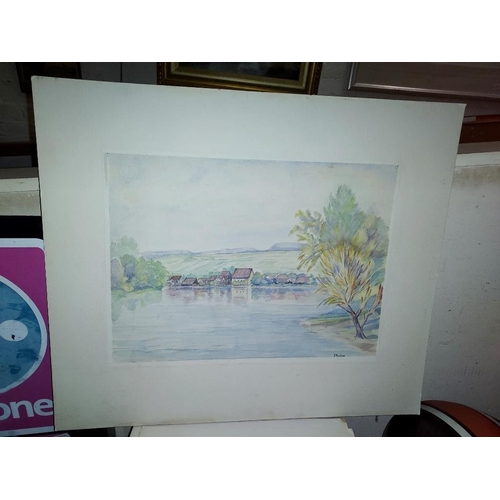 166 - 2 Unmounted Religious Pictures Plus A Watercolour Of Lake Scene