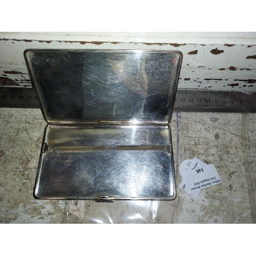 348 - Silver Plated Cigarette Case Engine Turned