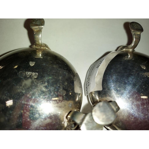 425 - Pair Of Silver Salts With Liners Chester 1920