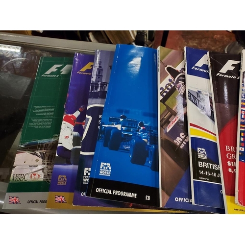 570 - 9 F1 British Formula One Grand Prix Silverstone Programmes 1993-2001, Most With Race Cards