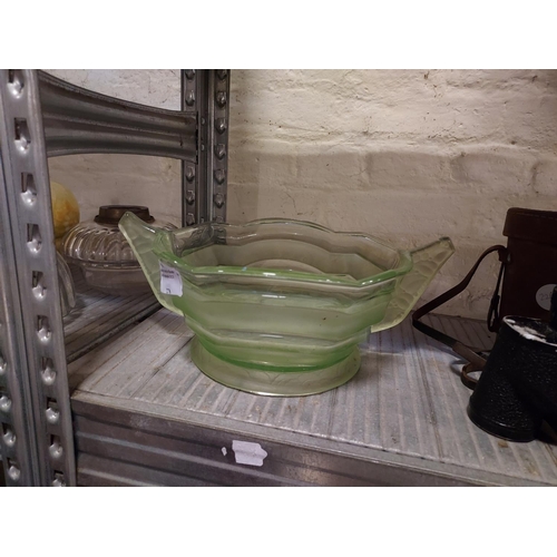 278 - 1930'S Art Deco Green Glass Fruit Bowl