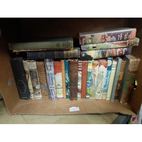 32 - Box Of Vintage Children'S Books Including Blyton, Ballantyne, Stevenson & Bevan As Found