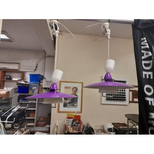 94 - 2 Modern Purple Adjustable Lamps Has A Few Scratches