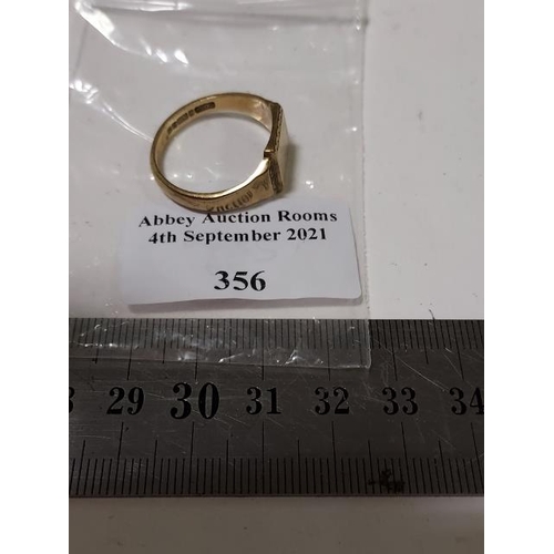 356 - 9Ct Gold Signet Ring Weights 5.9G