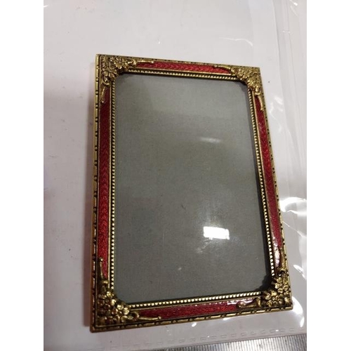 390 - Pair Of 24Ct Gold Plated Enamelled Small Photo Frames