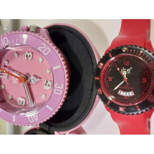 397 - Red Ice Watch + Pink Ice Alarm Clock