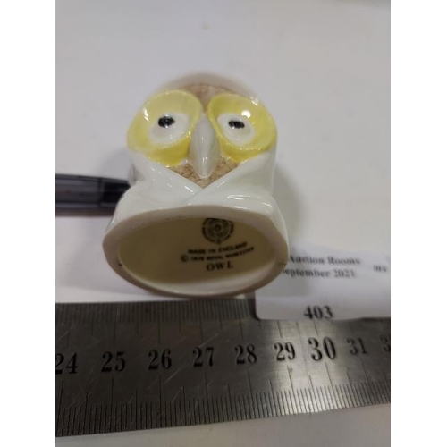 403 - Royal Worcester Owl Candle Snuffer