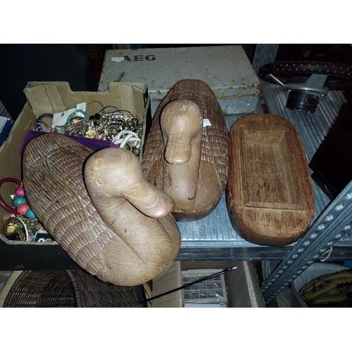 589 - 2 Large Wooden Duck Shaped Boxes