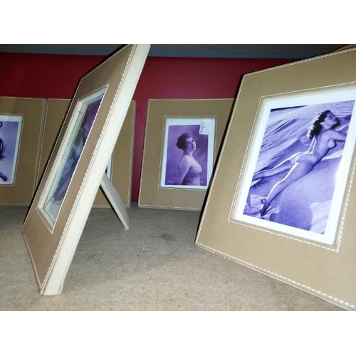 1 - 7 Picture Frames With Nude Lady Pictures (Glass Broken In One Picture)