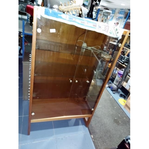 83 - Teak Smoked Glazed Display Cabinet