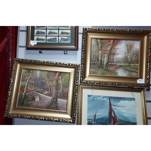 102 - Pair Of Framed Oil Paintings Of Forest Scenes. Both Signed