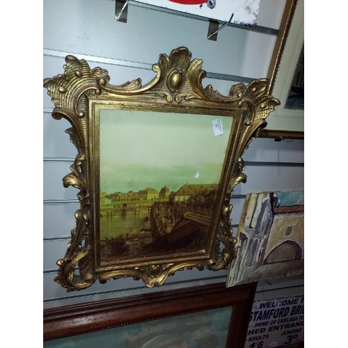 117 - Decorative Gilt Framed Print Of Harbour Scene