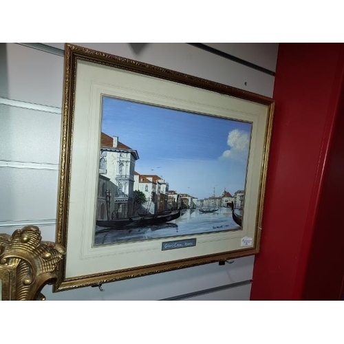 120 - Framed The Grand Canal Venice Signed And Dated Oil Painting By Peter Hewett