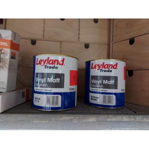 145 - 2 Tins Of Leyland Trade Vinyl Matt Emulsion, Black And White