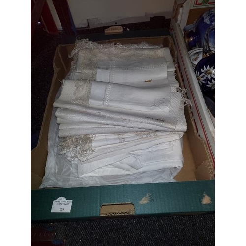 229 - Box Of Antique Table Linen Etc.