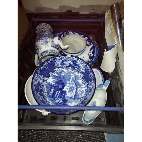 241 - Box Of Blue And White China. Some A/F