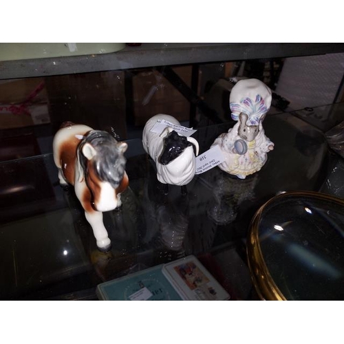 320 - Royal Albert Beatrix Potter Mouse Figure And Goebbels Pony Plus Beswick Sheep. One Leg A/F